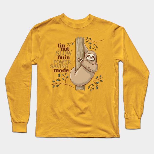 Sloth in Power Saving Mode Long Sleeve T-Shirt by ElephantShoe